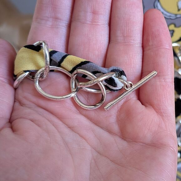 Vintage Y2K Cache Yellow Mixed Print Maxi Dress Chain Belt Strapless Size Large - Picture 13 of 13